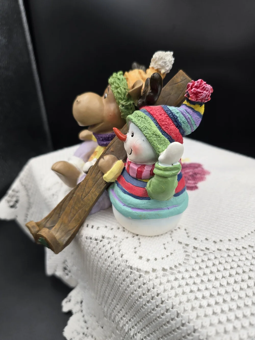 Home Interiors Multicolor Moose and Snowman Holiday Figurine